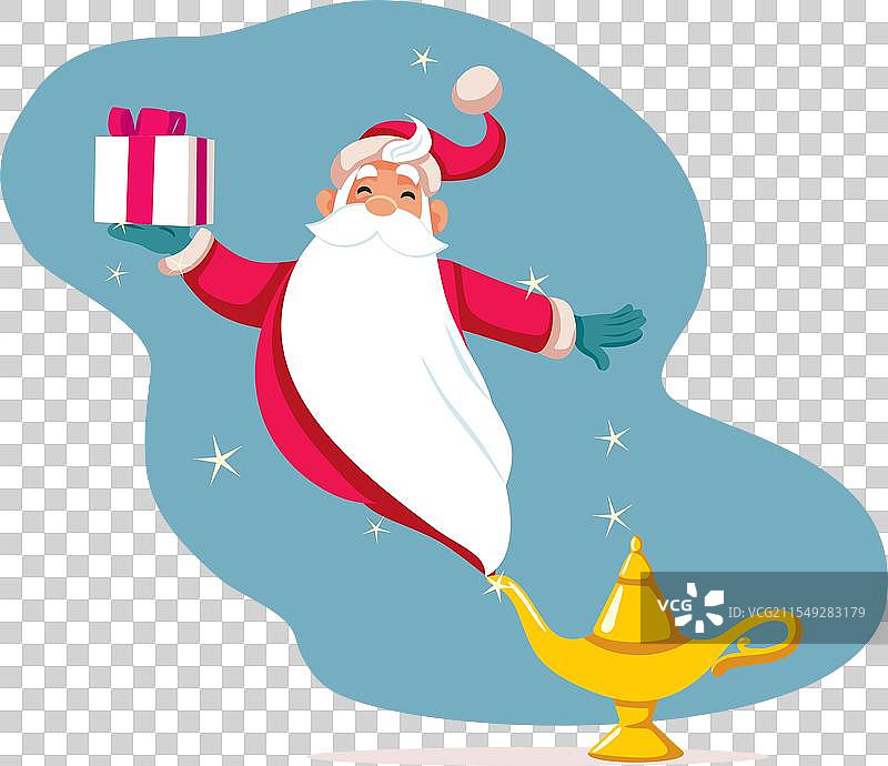 圣诞老人从灯中走出，满足愿望图片素材