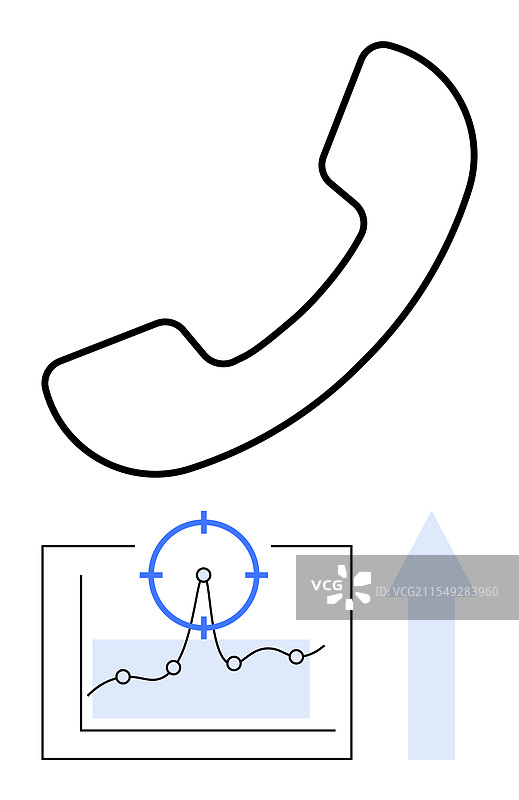 带有图表和向上箭头的手机图标图片素材