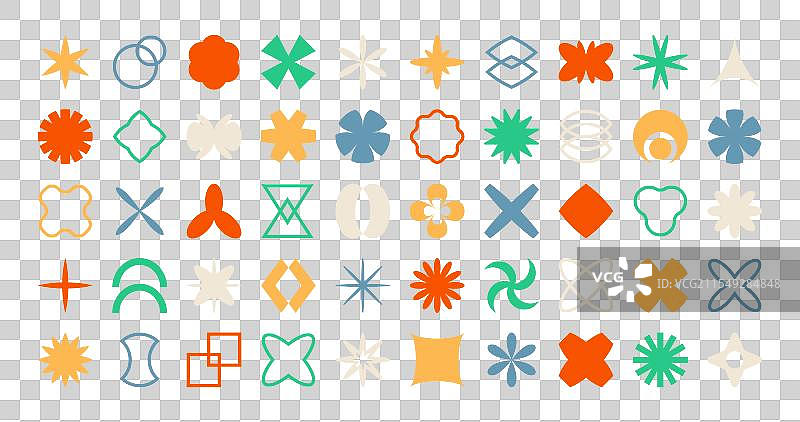 抽象几何粗犷主义形状与花卉图片素材