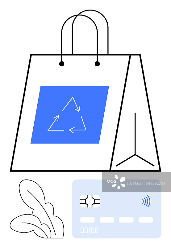 环保购物袋与回收标志图片素材