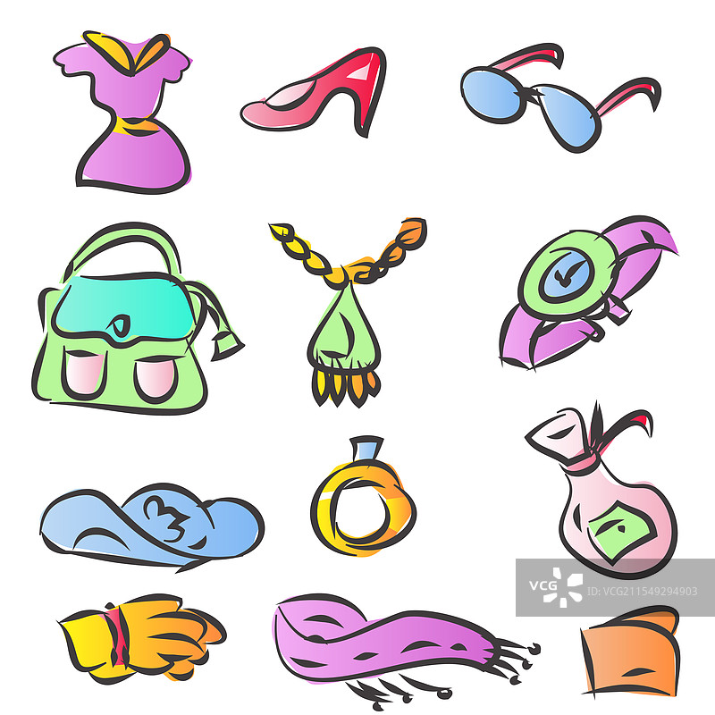 时尚物品图标和符号集合图片素材