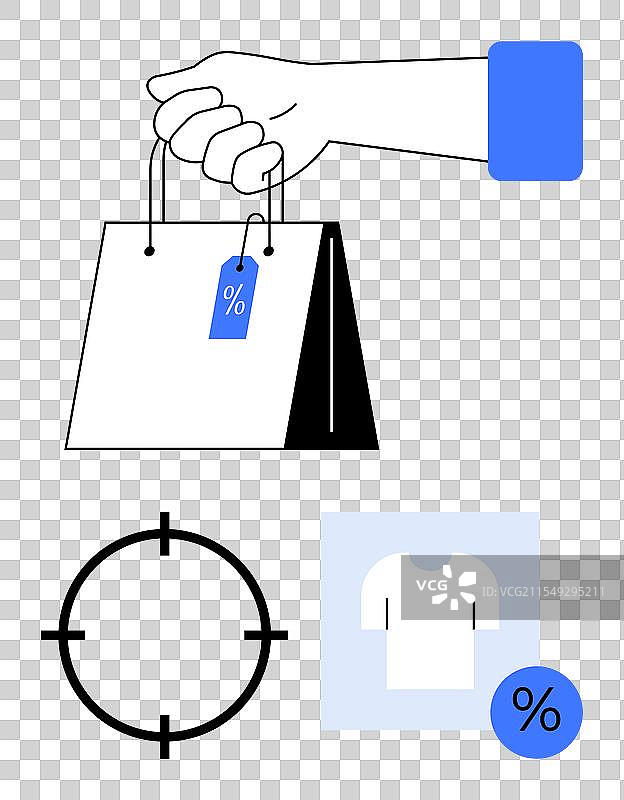 手握带有折扣标签的购物袋图片素材