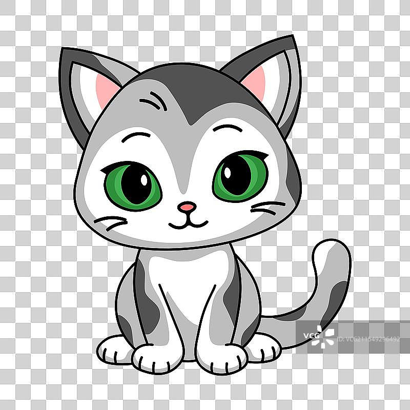 可爱的小猫咪，拥有大大的绿色眼睛图片素材