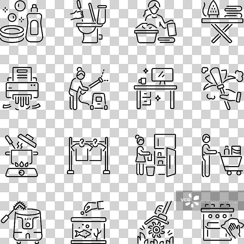 日常家务线性图标集图片素材