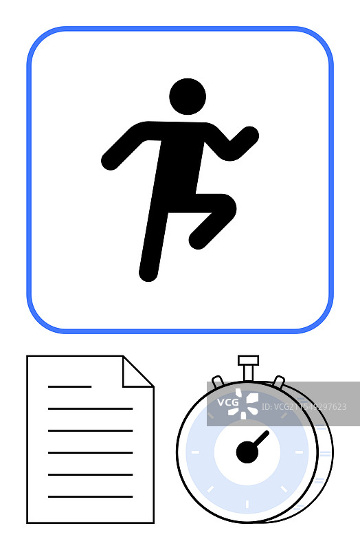 运动员跑步图标，配有秒表和图片素材