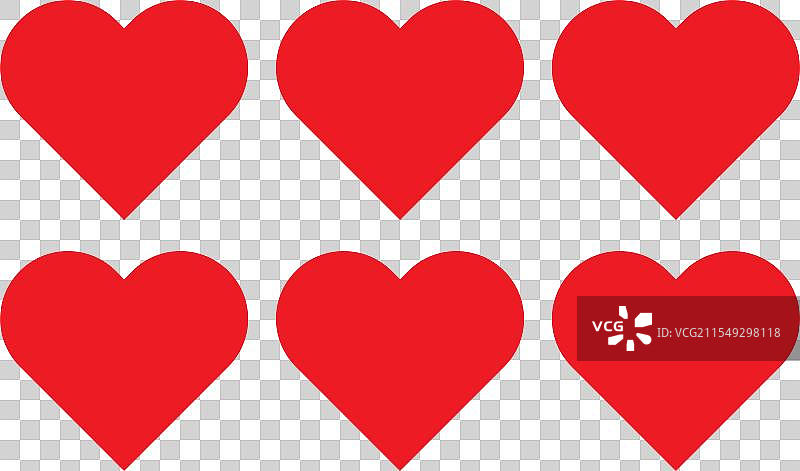 6个红色心形图标套装图片素材