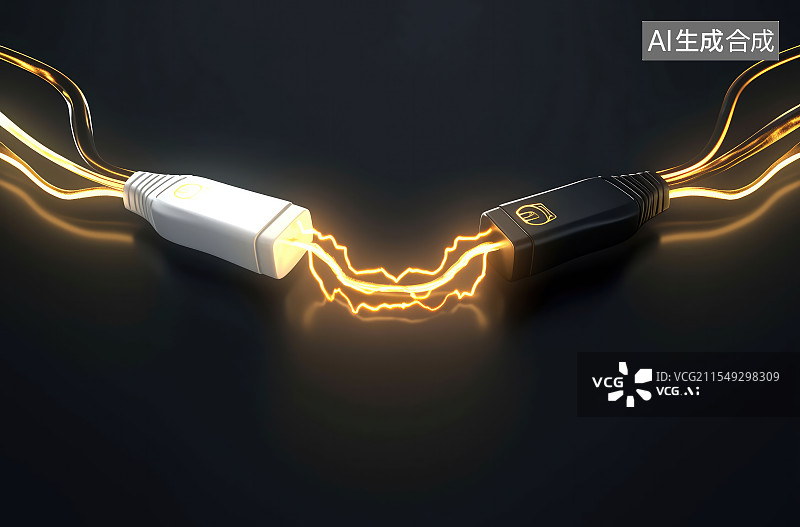 【AI数字艺术】电缆线连接，电流输送图片素材