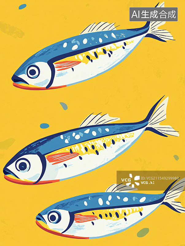 【AI数字艺术】沙丁鱼插画图片素材