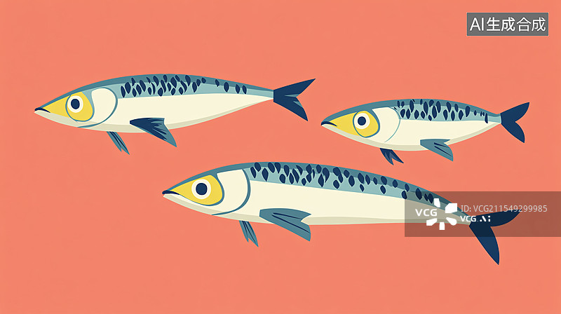 【AI数字艺术】沙丁鱼插画图片素材