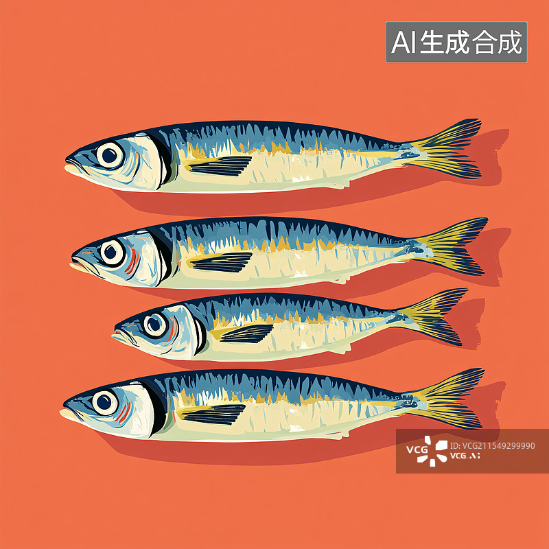 【AI数字艺术】沙丁鱼插画图片素材