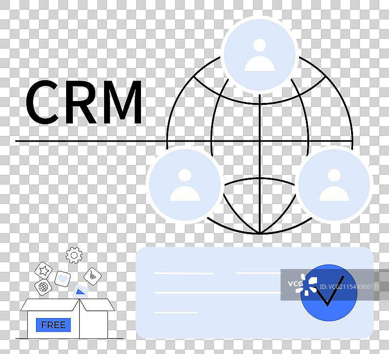 全球客户关系管理网络，带有用户档案和免费功能图片素材