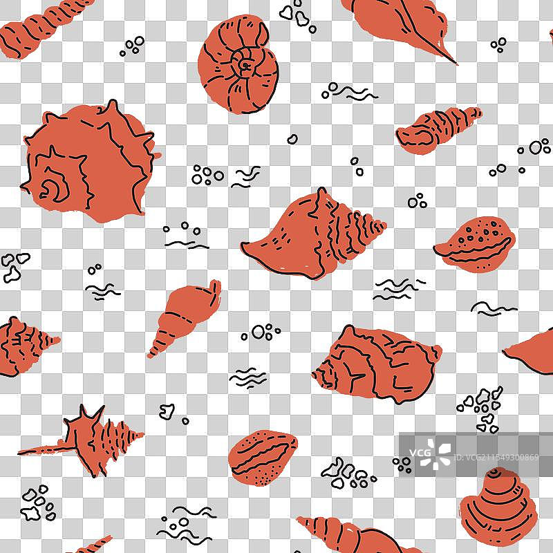 米色背景的海洋贝壳图案图片素材