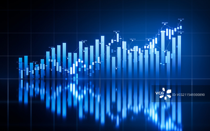 商业金融增长曲线图表三维渲染图片素材