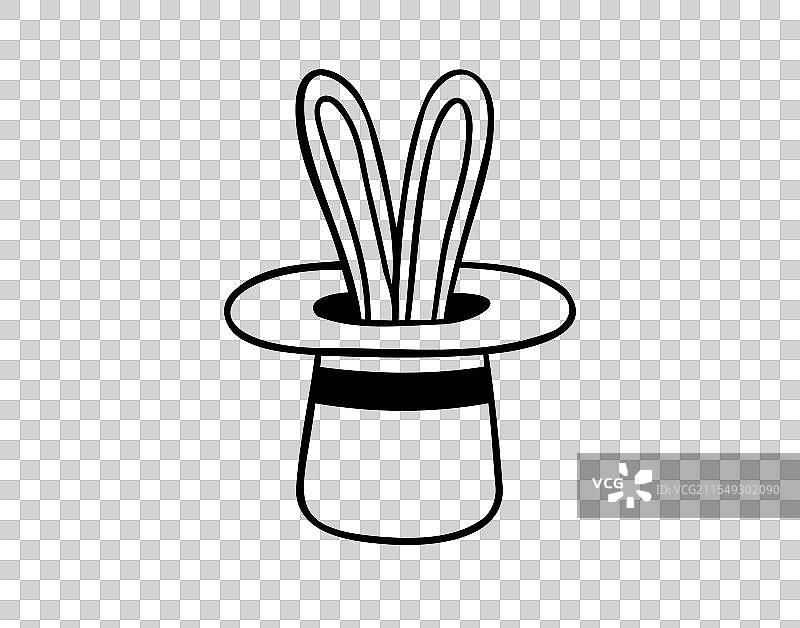 帽子里的兔子涂鸦手绘图标魔术表演图片素材