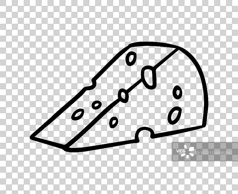 手绘线条图标的单片奶酪涂鸦图片素材