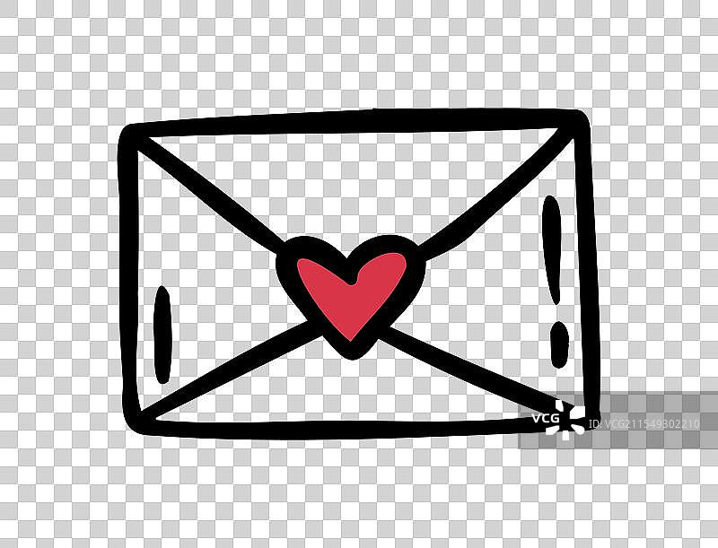 手工绘制的爱情信封图片素材