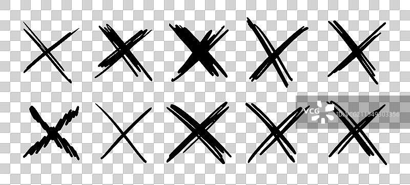 涂鸦涂写的交叉线，用于划掉或标记文本图片素材