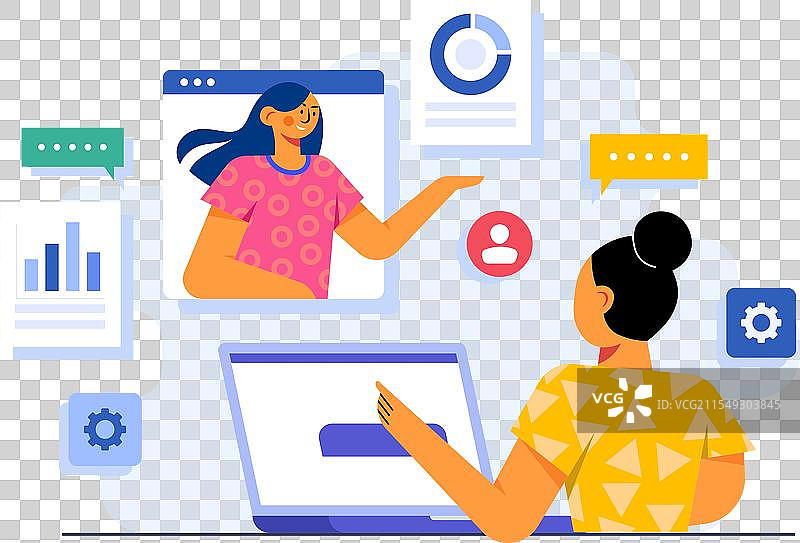 商务人士进行在线商务会议图片素材