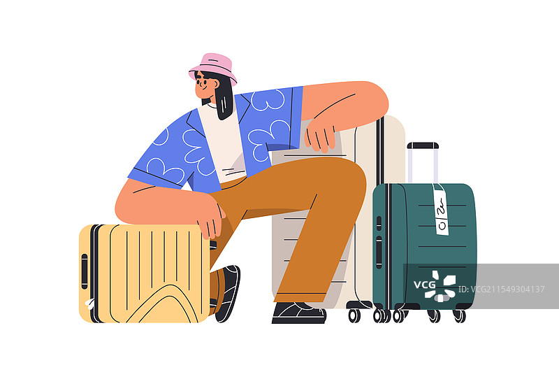 带着行李箱的快乐游客图片素材