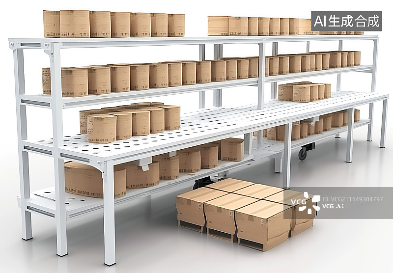 【AI数字艺术】白色背景和对堆放的物流包裹图片素材