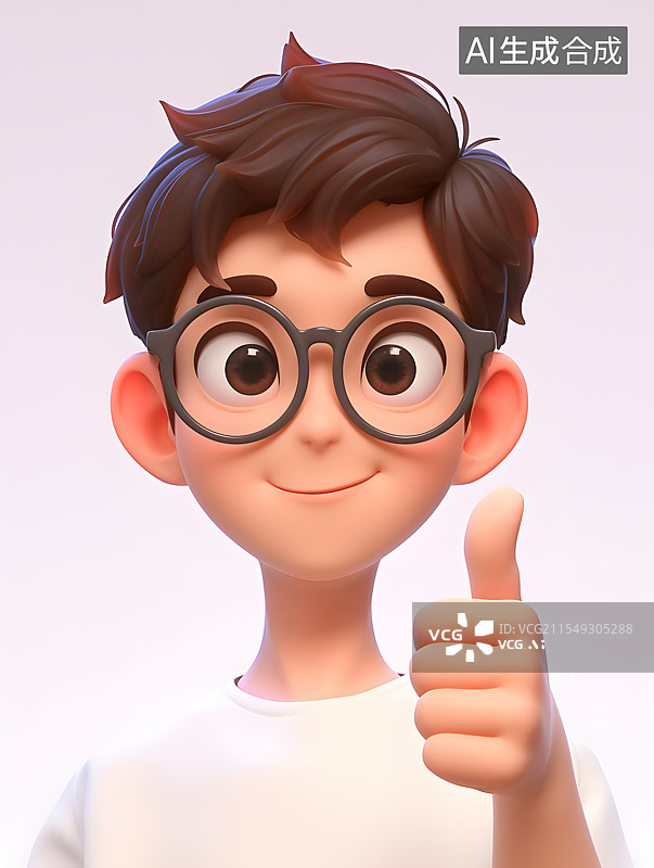 【AI数字艺术】微笑竖大拇指的卡通男子图片素材