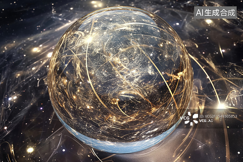 【AI数字艺术】光线和球体发光的几何球体图片素材