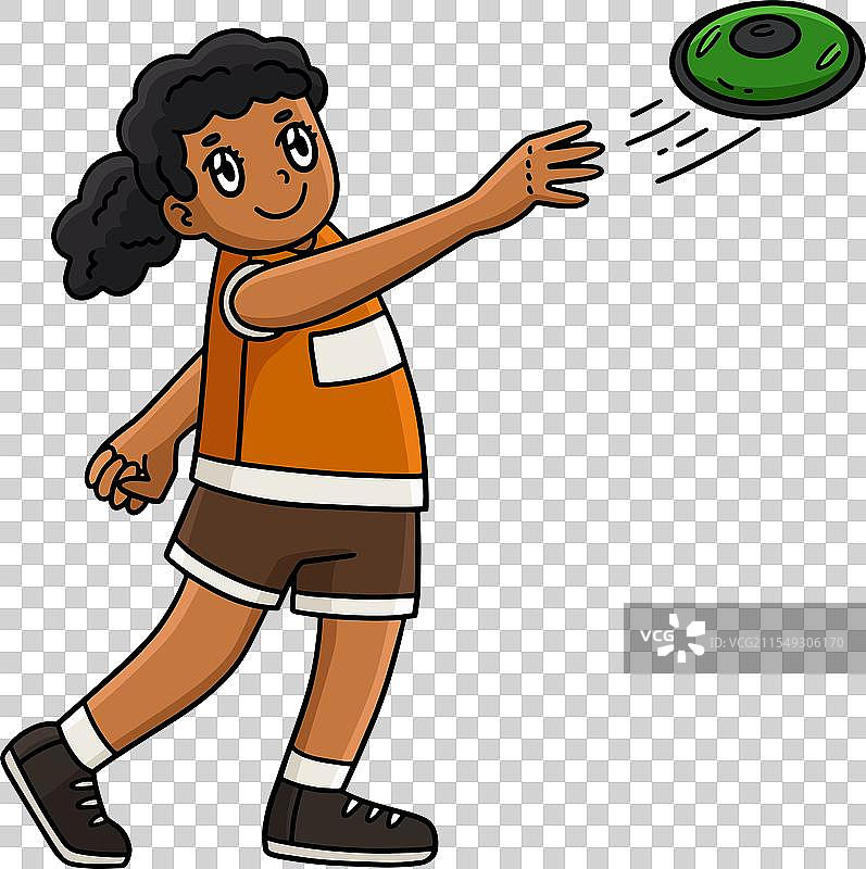 女子田径运动员投掷铁饼的剪贴画图片素材