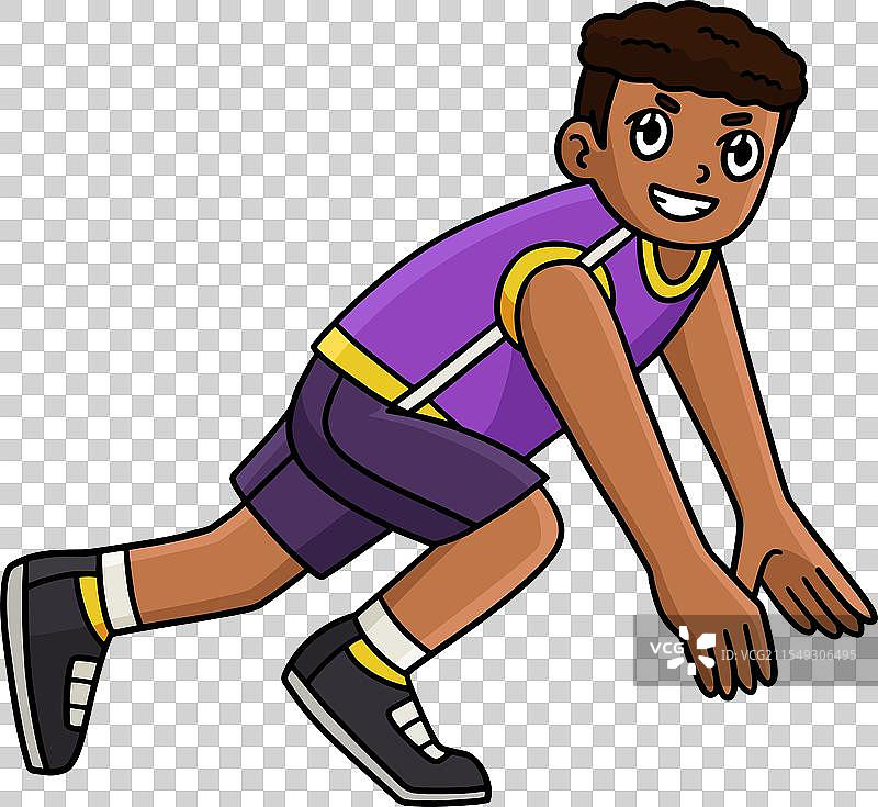 田径运动员准备冲刺的剪贴画图片素材