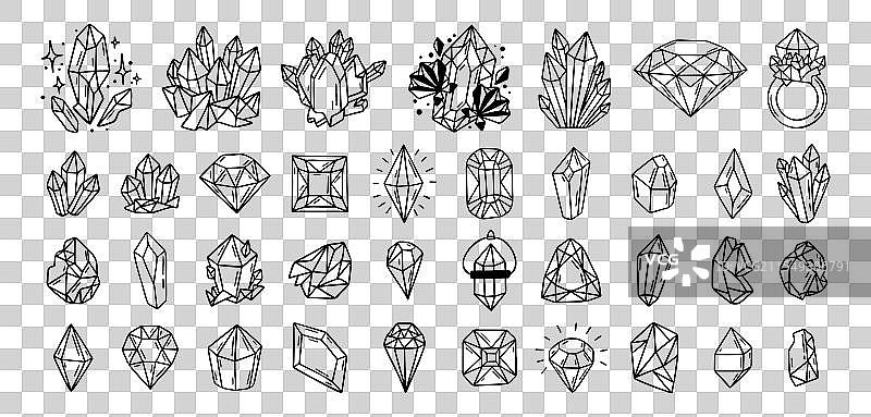 神秘的水晶或钻石孤立剪贴画图片素材