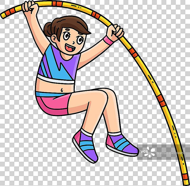 田径女子撑杆跳插图图片素材