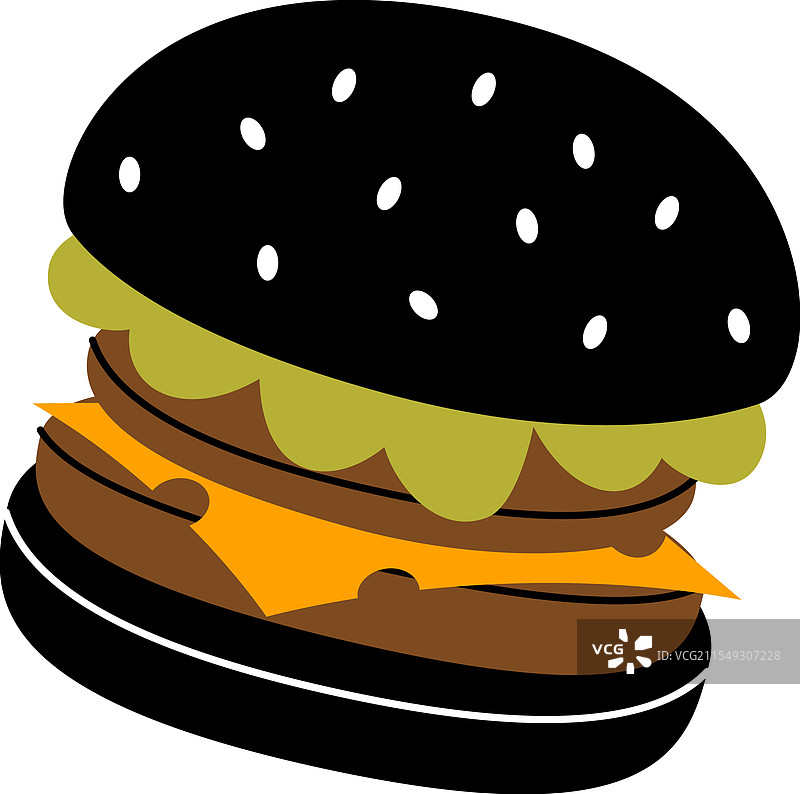美味的传统手工汉堡，黑色面包图片素材