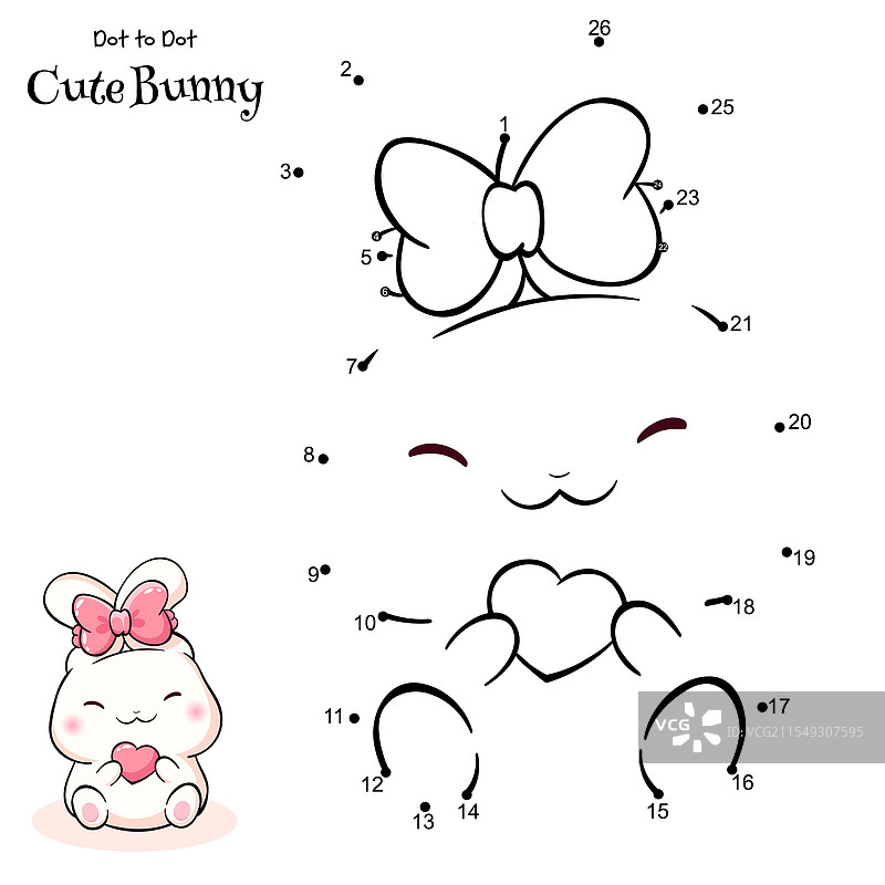 连接点并画出可爱的兔子点阵图图片素材