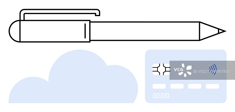 数字笔与云端的非接触支付图片素材
