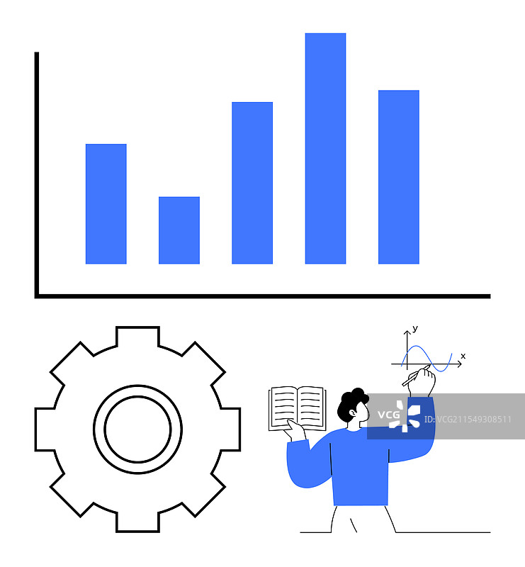 数据分析概念与图表、齿轮和人物图片素材
