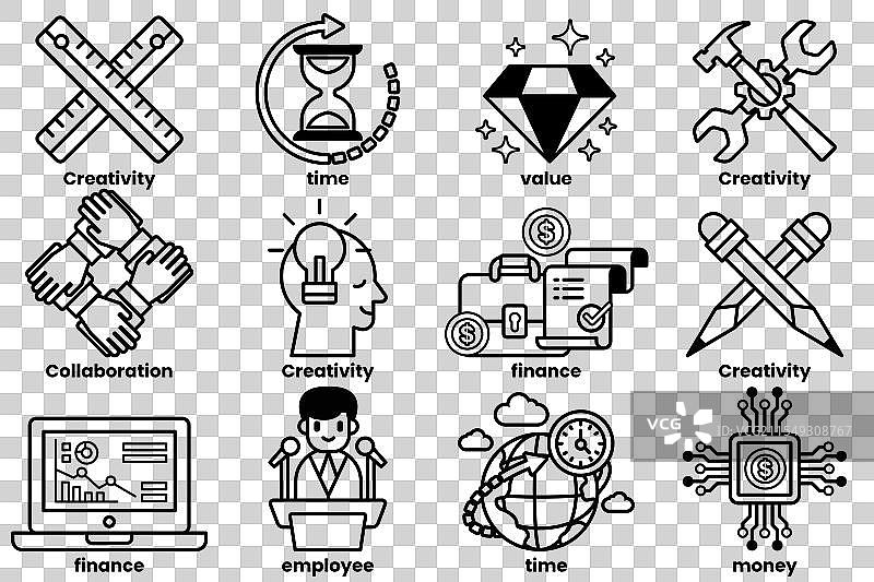 商业概念的线条图集图片素材