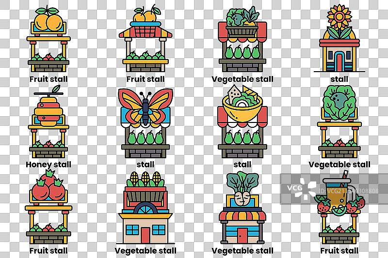 街头小吃摊的概念集合图片素材