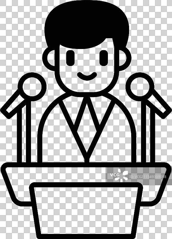 一个卡通男人站在麦克风前面图片素材