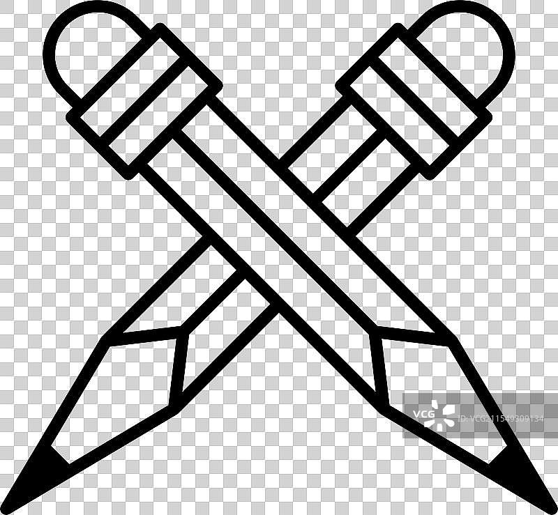 交叉的铅笔线条画风格图片素材