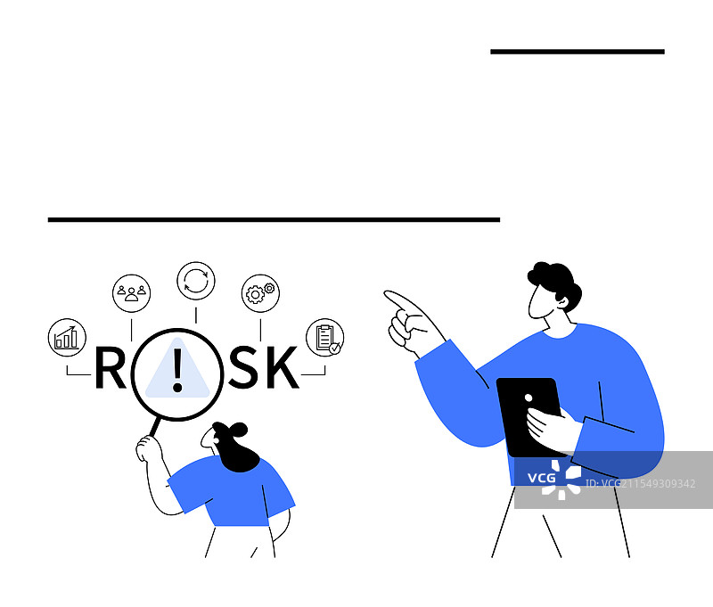团队使用图标识别商业风险图片素材