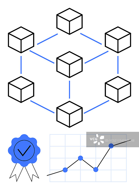 连接立方体的区块链网络图片素材