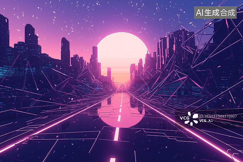 【AI数字艺术】赛博朋克城市图片素材