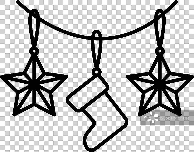 一个带星星和圣诞袜的圣诞装饰品图片素材