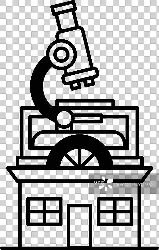 一座顶部有显微镜的多彩建筑图片素材