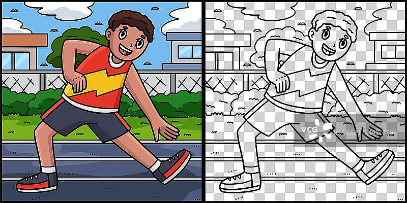 田径运动员在拉伸图片素材