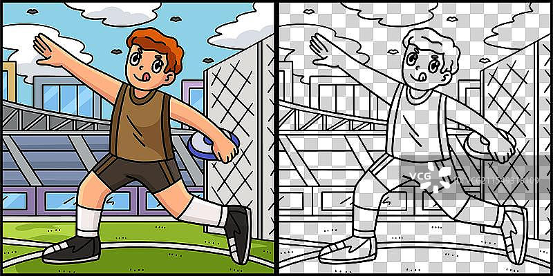 田径运动员投掷铁饼图片素材