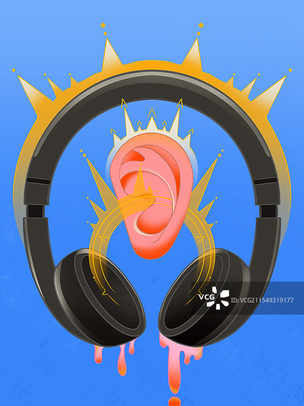 全国爱耳日头戴式耳机保护听力概念插画图片素材