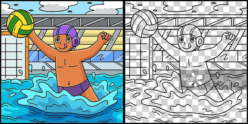 水球运动员拦截球图片素材