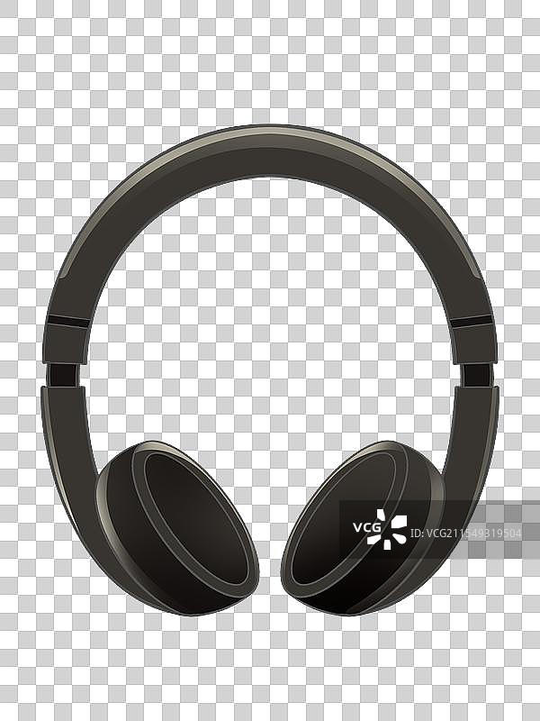 黑色头戴式无线耳机元素插画图片素材