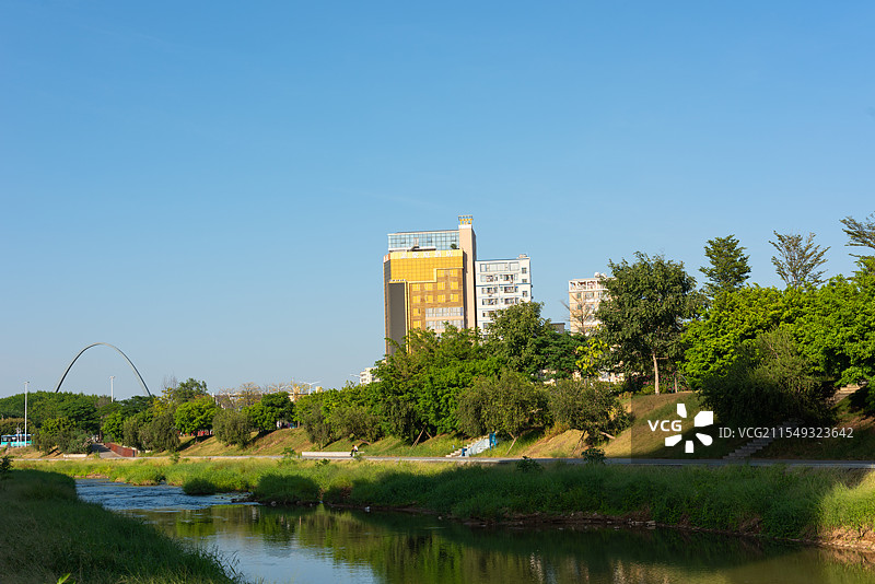 深圳光明区城市户外茅洲河自然风景图片素材