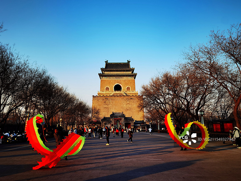年味.春节主题内容之春节民俗/庆祝活动.北京钟鼓楼广场图片素材